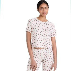NWT Revolve Plush Women's Strawberry Jersey Pj Set with Scrunchie